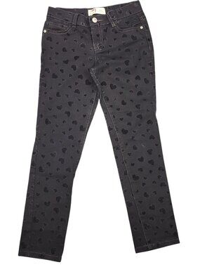 Girl's l.e.i. Kate Lowrise Skinny Jeans Black Velvet Hearts Size 10 Regular Pant